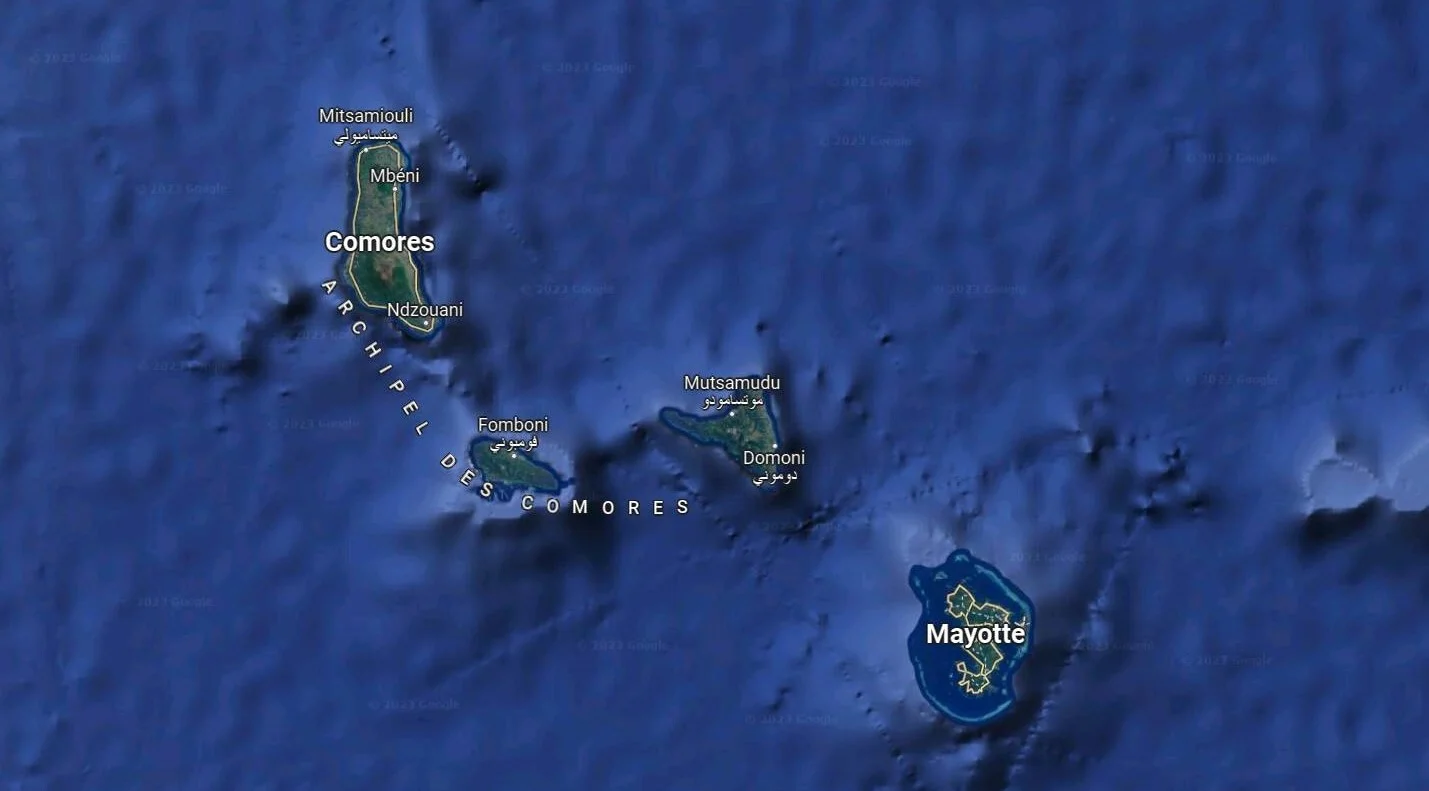 Vue satellite de l’archipel des Comores et de Mayotte.