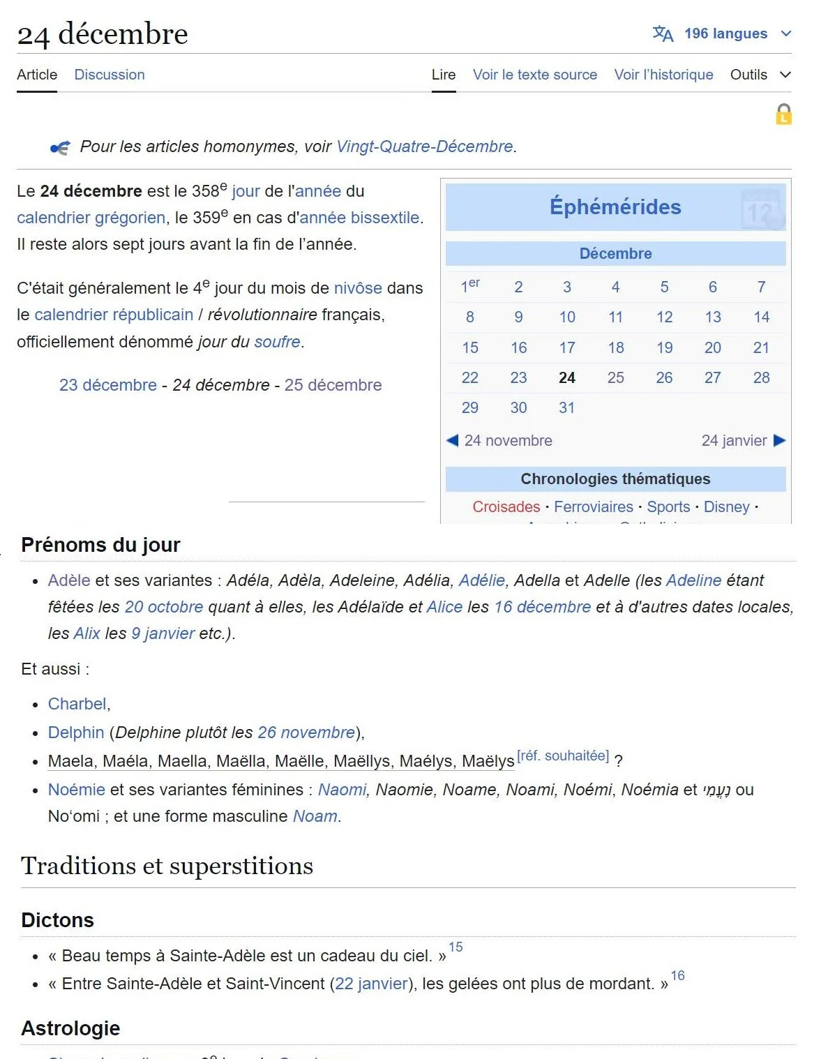La date du 24 Décembre, le 358ème jour de l'année