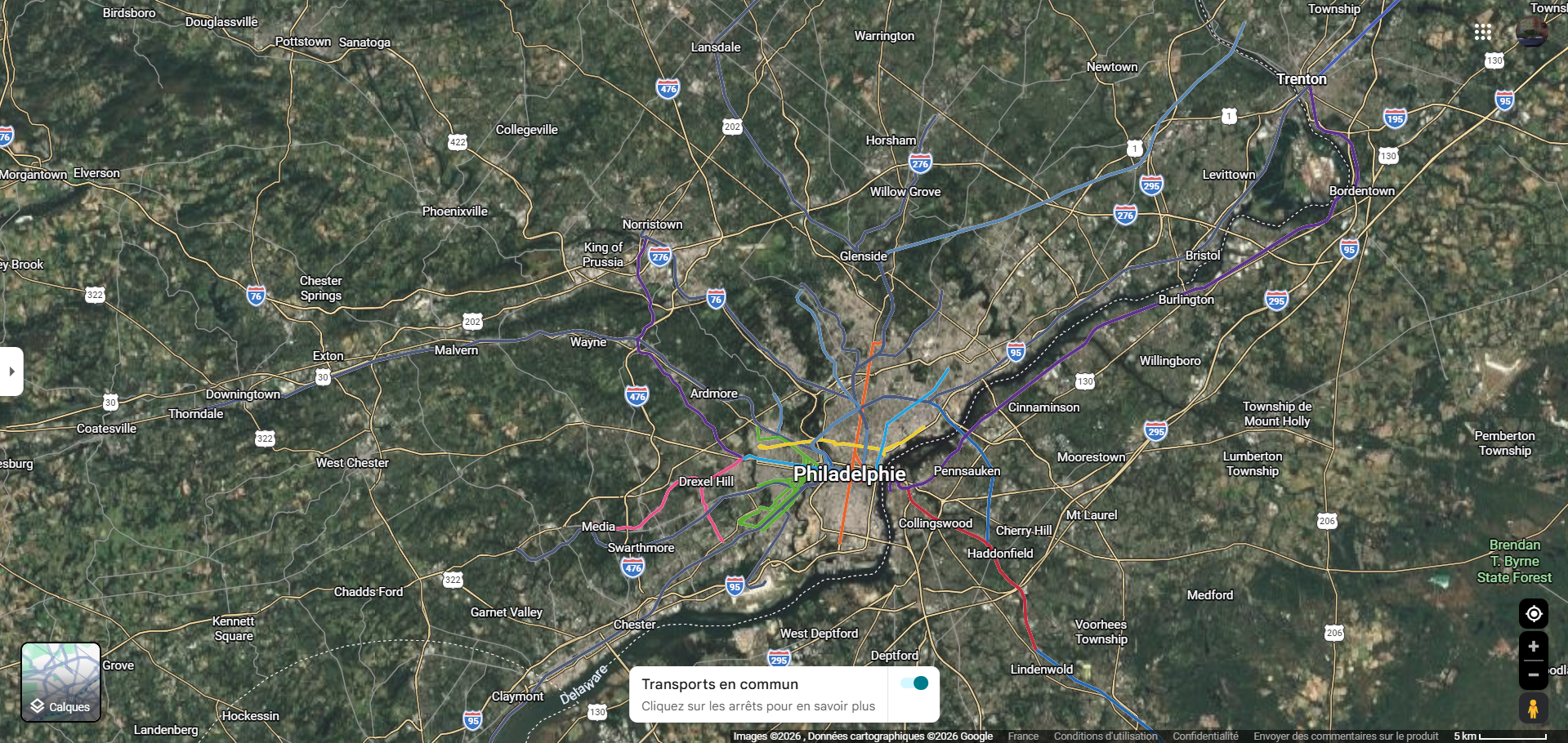 La ville de Philadelphie en Pennsylvanie (les Routes 76 et 95)