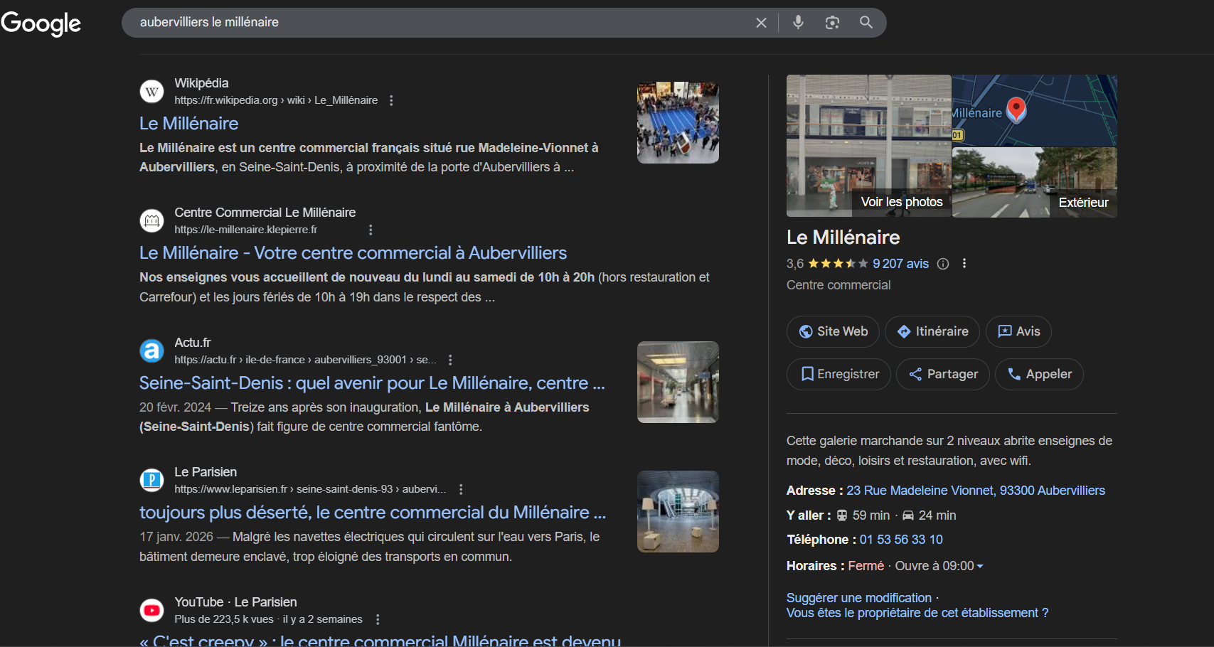 Le Centre Commercial du Millénaire à Aubervilliers - 93300 code postal (et la ligne 12 du Métro 🚉 Parisien