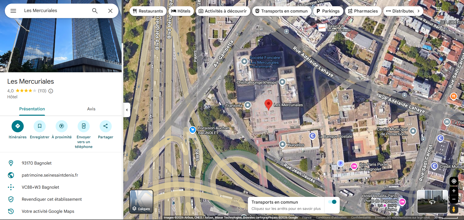 Les Tours Jumelles de Bagnolet sur la carte google