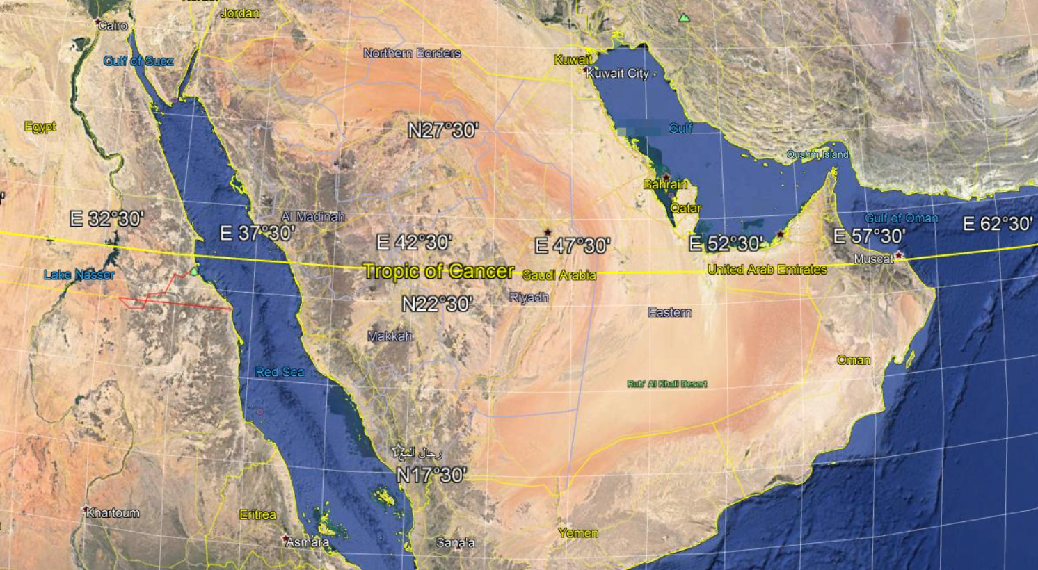La Mecque 🕋 et le tropique du Cancer ♋