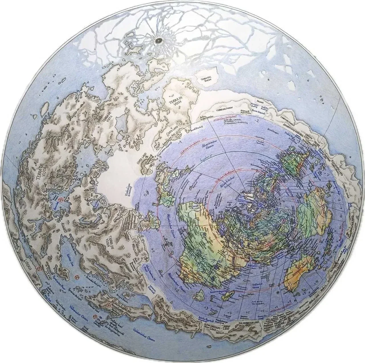 La carte du monde géocentrique à l'heure actuelle