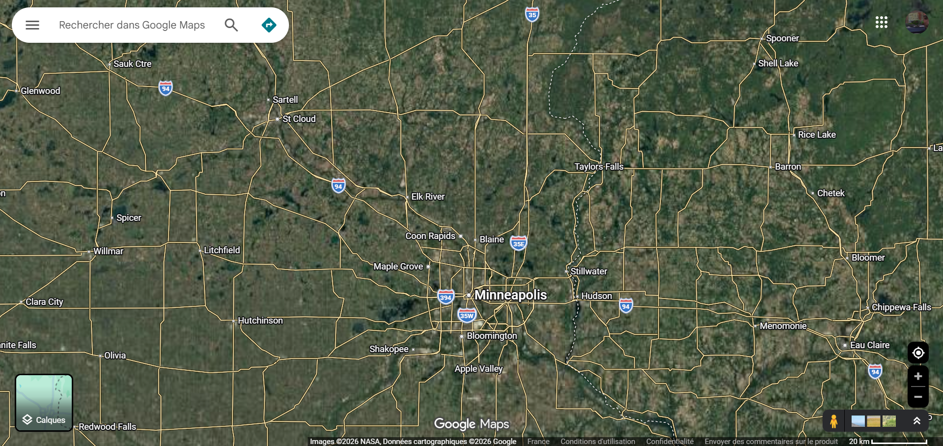 La ville de Minneapolis dans le Minnesota (les Routes 35W et 94)